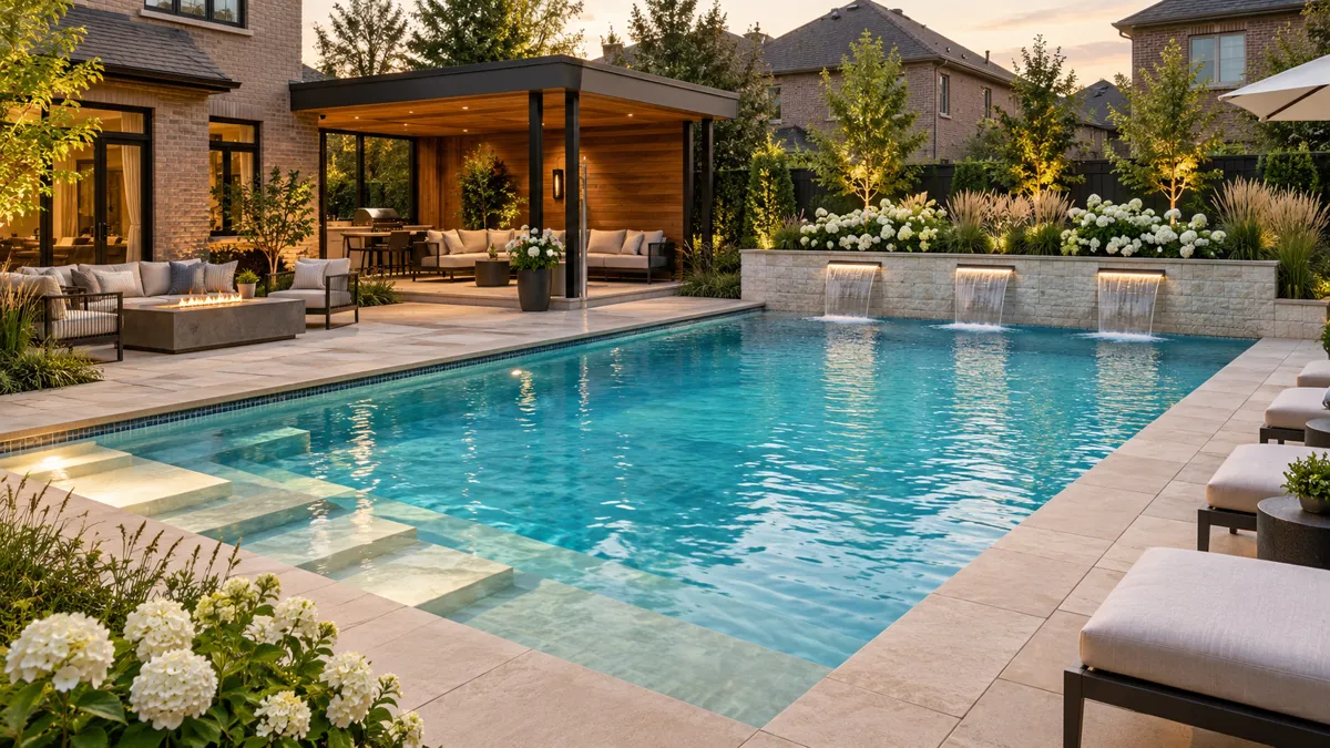 Milton Stone pool and terrace design concept for a residential backyard