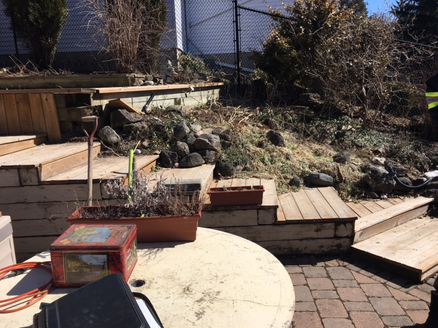 Before renovation timber steps and slope in Milton
