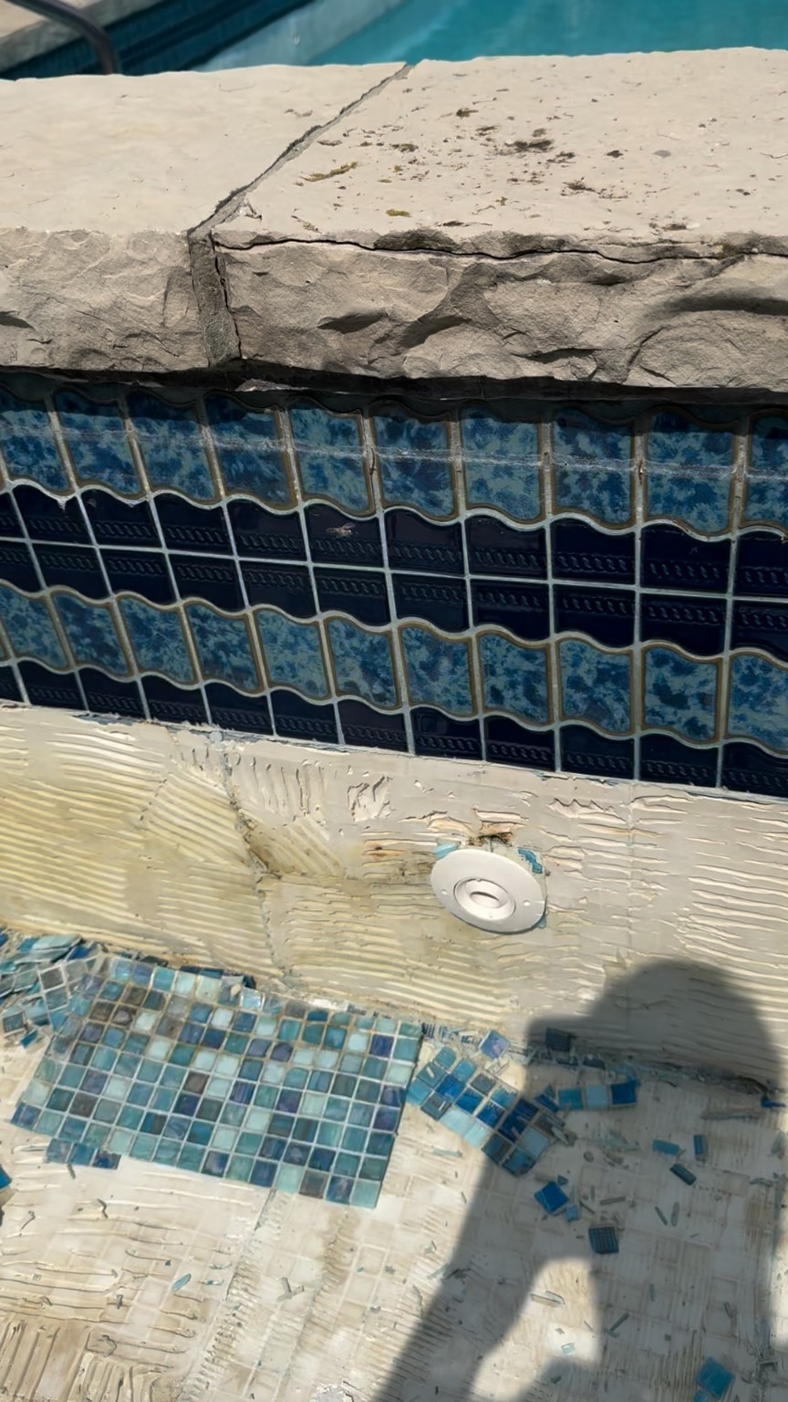 Spa wall during tile removal